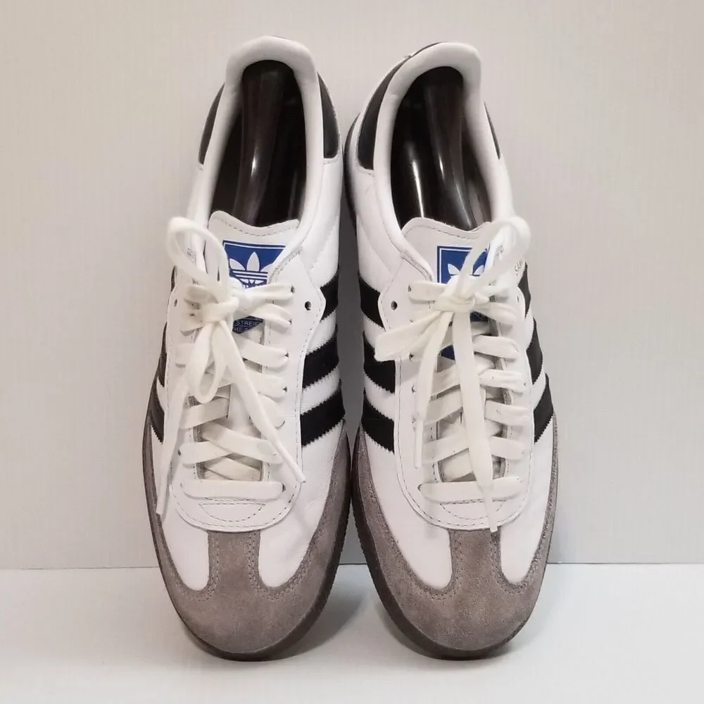 adidas Samba OG Shoes Mens 8 White Black Gum B75806 Lifestyle Street Casual EUC